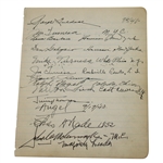1940 Multi-Signed Sheet with Ralph Guldahl (Masters & U.S. Open Champ), Paul Runyan, Turnesas, and others JSA ALOA