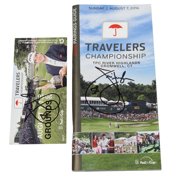 Jim Furyk Signed 2016  Sunday Travelers Ticket & Pairing Guide with Record  "58" Notation JSA ALOA