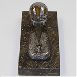 Circa 1910 Dunlop 31 Chrome Golf Ball with Marble Base Hood Ornament - RARE