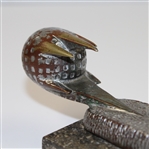 Circa 1910 Dunlop 31 Chrome Golf Ball with Marble Base Hood Ornament - RARE