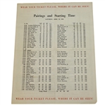 1954 Masters Saturday Pairing Sheet