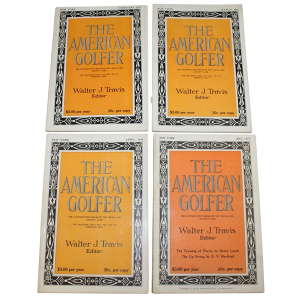 Lot of 4 Walter Travis The American Golfer Magazines - 1914 (Feb, Mar, Apr) & 1917 (May)