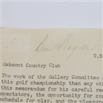 Ben Hogan Signed 1953 US Open Information for Marshalls JSA ALOA
