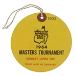 1964 Masters Tournament Sunday Ticket #3932 - Palmer Final Masters Win - Excellent Condition