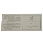 1962 Masters Tournament Official Scorecard - Palmer 3rd Masters Win