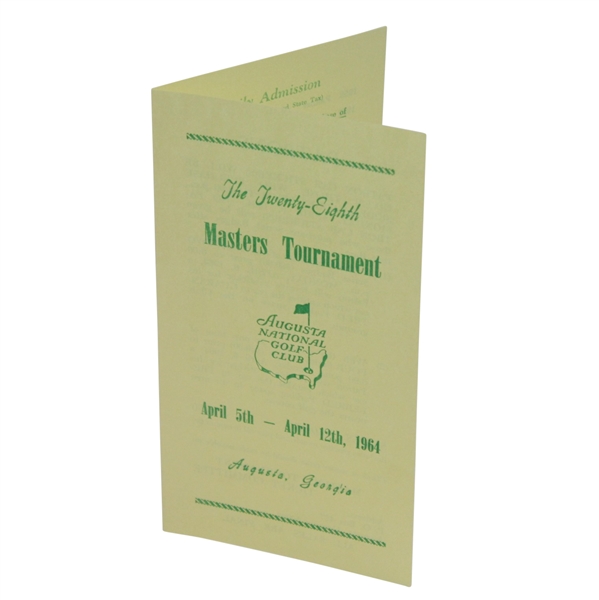1964 Masters Tournament Original Ticket Brochure for Prospective Patrons