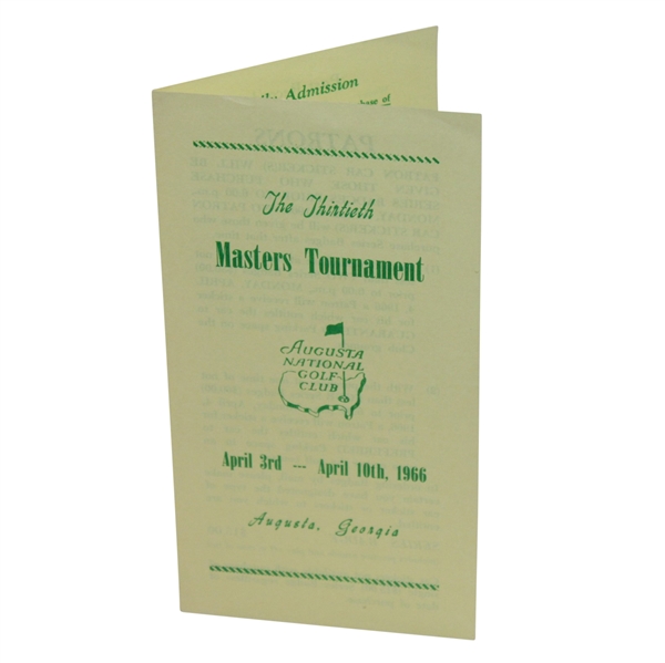 1966 Masters Tournament Original Ticket Brochure for Prospective Patrons