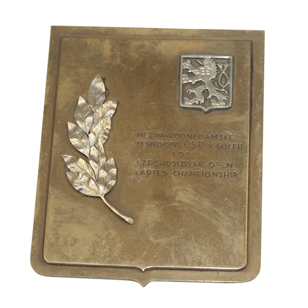 1937 Czechoslovak Open Ladies Championship Metal Crest/Weight