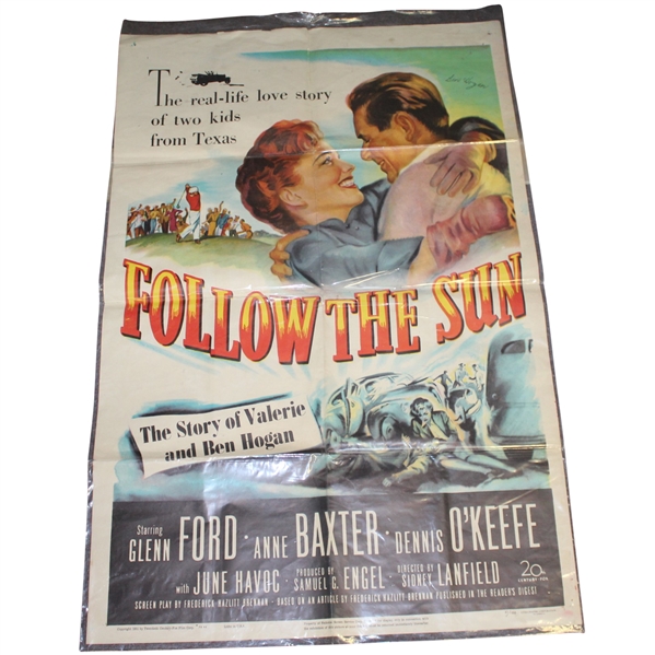 Ben Hogan Signed 1951 Follow the Sun Movie litho/ Poster (27x41")- FULL JSA #Y63911