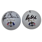 Two Signed Ryder Cup Logo Golf Balls - Ray Floyd (Belfry) & Ben Crenshaw (Oak Hill) JSA ALOA