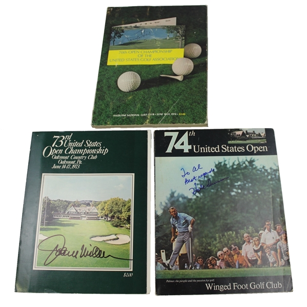 Lot of Three Signed US Open Programs - 1970, 1973, & 1974 JSA ALOA