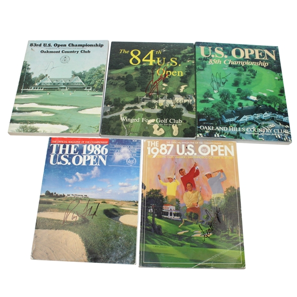 Lot of Five Signed US Open Programs - 1983, 1984, 1985, 1986, & 1987 JSA ALOA