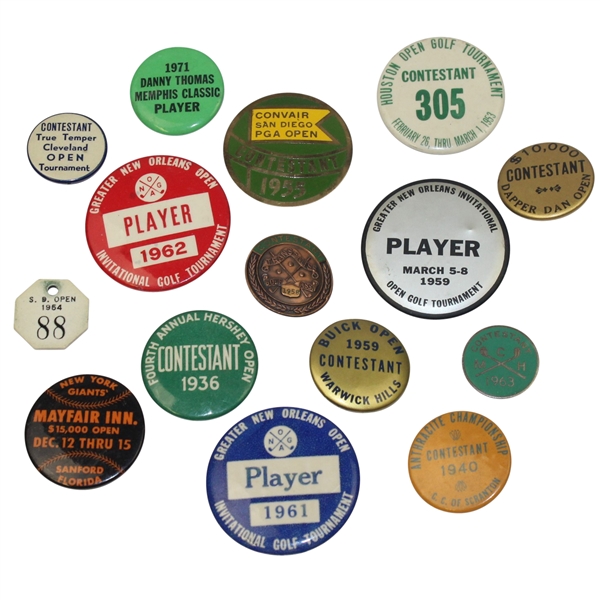 Lot of 15 Contestant Badges - 1940s-1960s - Assorted