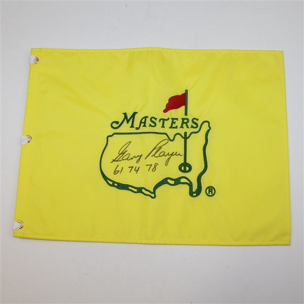 Gary Player Signed Undated Masters Embroidered Flag with Winning Years JSA ALOA
