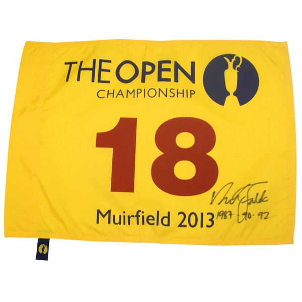 Nick Faldo Signed 2013 British Open Flag with Years Won Inscription JSA ALOA