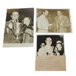 Three Ralph Guldahl Original Wire Photos from US Open Wins 