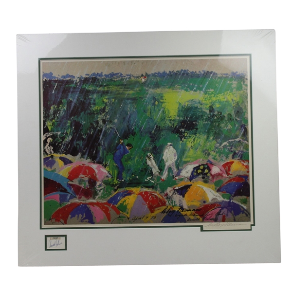 "Arnie in the Rain" LeRoy Neiman Print Signed W/ Arnold Palmer Cut Auto Added- JSA #P12454