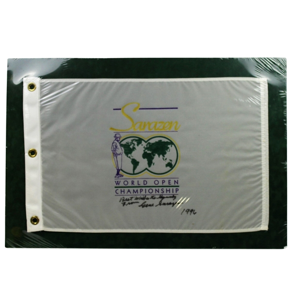 Gene Sarazen Signed Sarazen World Flag - Personalized to Late Nick Price Caddy "Squeeky" JSA ALOA