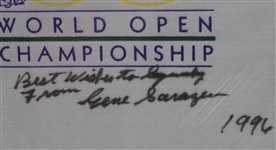 Gene Sarazen Signed 'Sarazen World' Flag - Personalized to Late Nick Price Caddy Squeeky JSA ALOA
