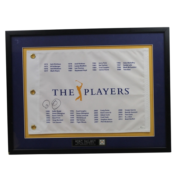 Rory McIlroy Signed The Players Champ Flag - Framed JSA #J09624