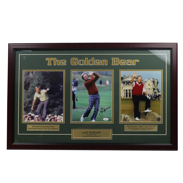 Jack Nicklaus Signed The Golden Bear Display Piece - Framed JSA #G55022- PERFECT AUTOGRAPH!