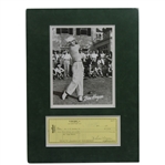 Ben Hogan Signed Check with Photo - Matted JSA ALOA