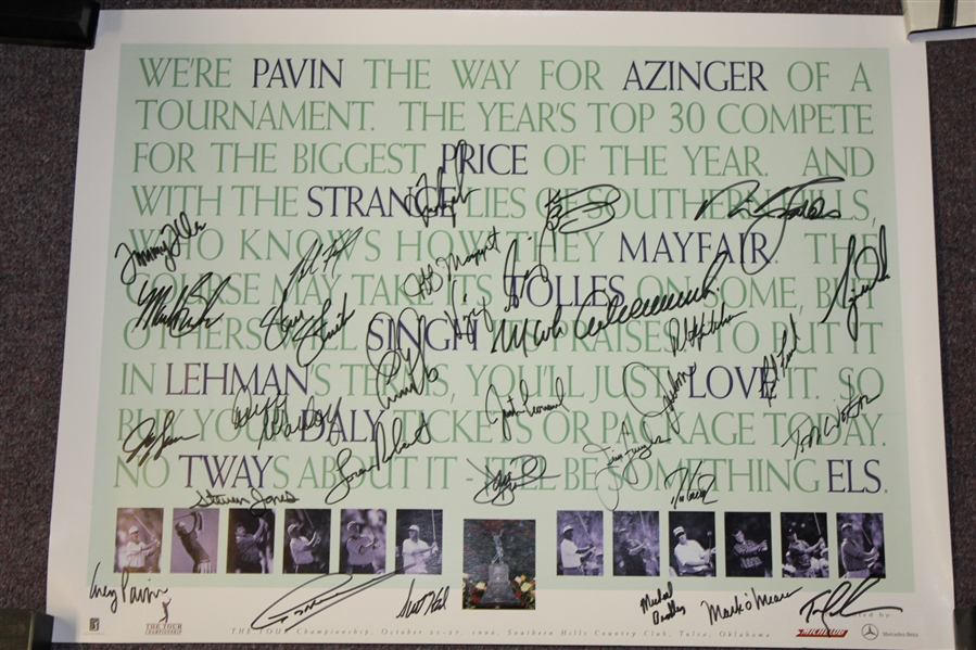 Multi-Signed 1996 Tour Championship Poster JSA ALOA