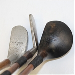 Three Golf Clubs: Taplow Wood, G.S. Sprague Cleek, & Spalding Aluminum Putter