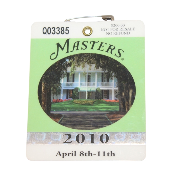 2010 Masters Tournament Badge #Q03385 - Phil Mickelson Winner