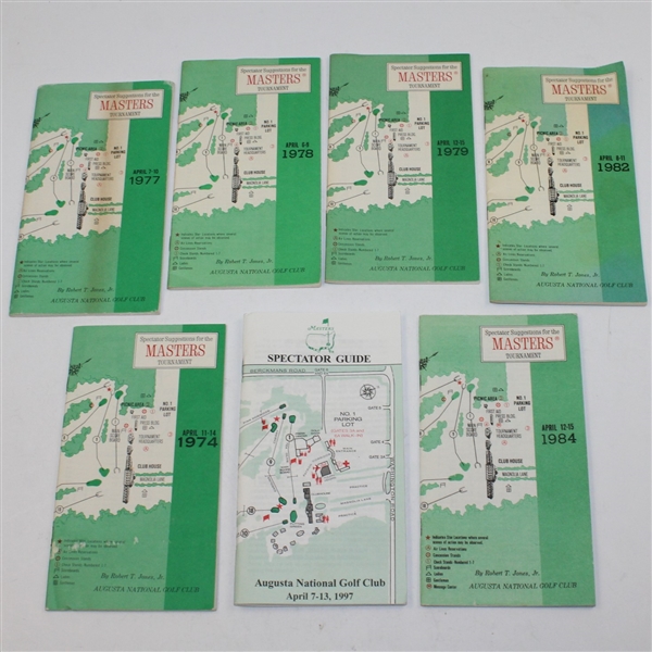 Lot of Seven Masters Spectator Guides Including - 1974, 1977-1979, 82, 84, 1997