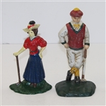 Pair of Vintage Male Golfer and Female Golfer Iron Door Stop/Bookends