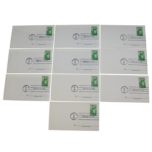 Ten Bobby Jones Stamped First Day Issue Cachets