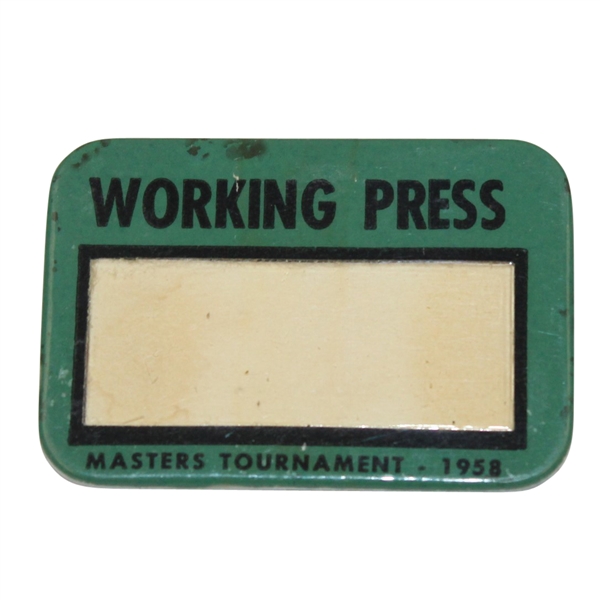 1958 Masters Tournament Working Press Badge