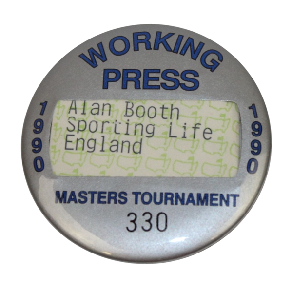 1990 Masters Tournament Working Press Badge #330