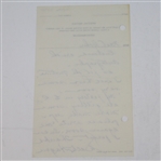 Walter Hagen Handwritten Note with Full Signature JSA ALOA