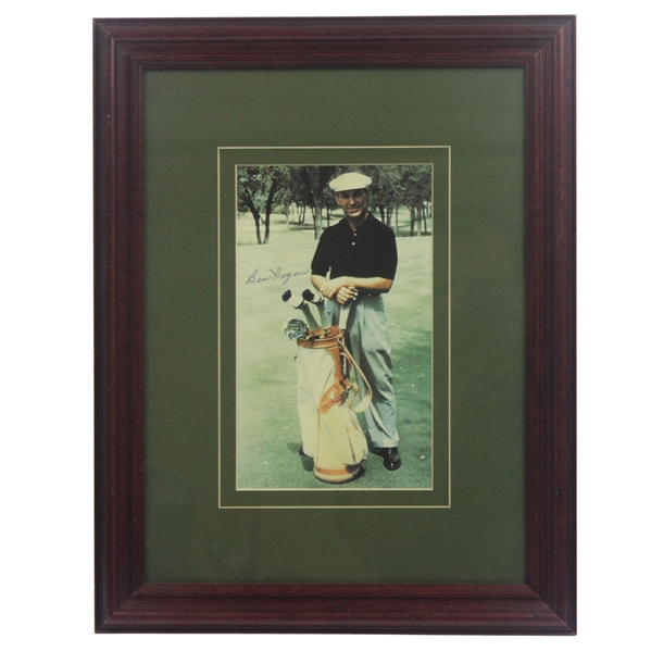 Ben Hogan Signed Framed Color Photo - with Clubs and Bag JSA ALOA