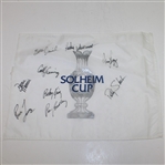 Betsy King Inaugural Solheim Cup Caddy Nameplate, Program, & USA Team Signed Course Flown Flag JSA ALOA