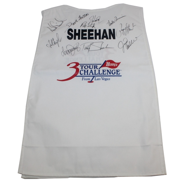1996 Three Tour Challenge Caddy Bib LPGA HOF Patty Sheehan Signed by 10 W/ Payne Stewart JSA ALOA