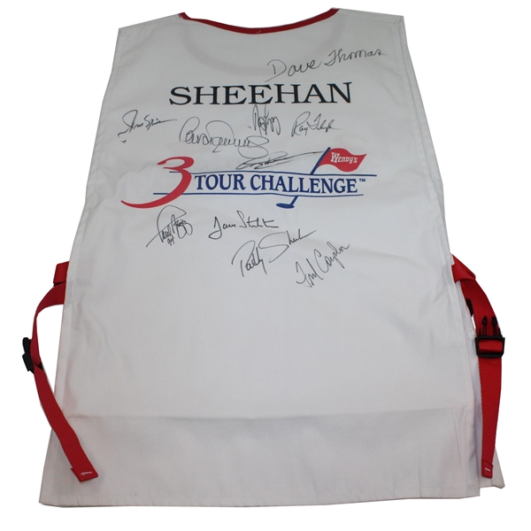 1996 Three Tour Challenge Caddy Bib LPGA HOF Patty Sheehan Signed by 10 W/Jack Nicklaus JSA ALOA