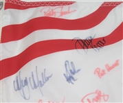 2002 Solheim Cup Course Flown Flag Signed by Winning USA Team w/Official Badge JSA ALOA
