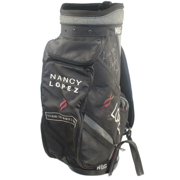Nancy Lopezs Signed Personal 1997 Tour Golf Bag & Her 1999 Office Depot Money Clip