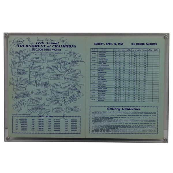 Multi-Signed 1969 La Costa Tournament of Champions Pairing Sheet PSA/DNA #W08999
