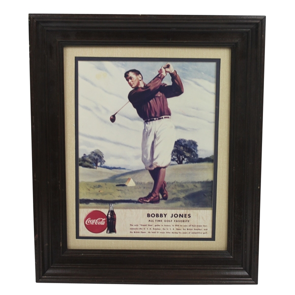 Bobby Jones Reproduction Coca-Cola Advertisement Sign - Framed