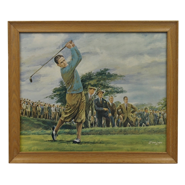 Dom Lupo Wood Framed Art Piece - Bobby Jones Post Swing in Blue Shirt