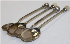 Lot of 4 Sterling Spoons with Golf Ball Themed Ends