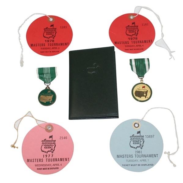 Augusta National Scorecard Package Plus 2 Masters Medals and 4 Masters Practice Rd Tickets