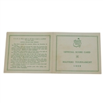 1959 Masters Tournament Official Scorecard