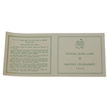 1960 Masters Tournament Official Scorecard - Palmer 2nd Masters Victory