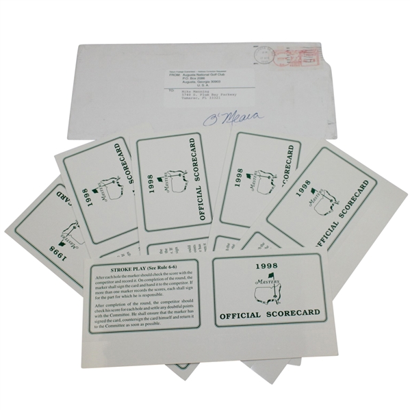 Lot of Six 1998 Masters Tournament Official Scorecards with Original Envelope