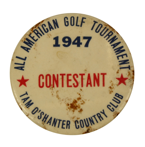 1947 All American Tournament Contestant Badge - Tam OShanter - Bobby Locke Winner